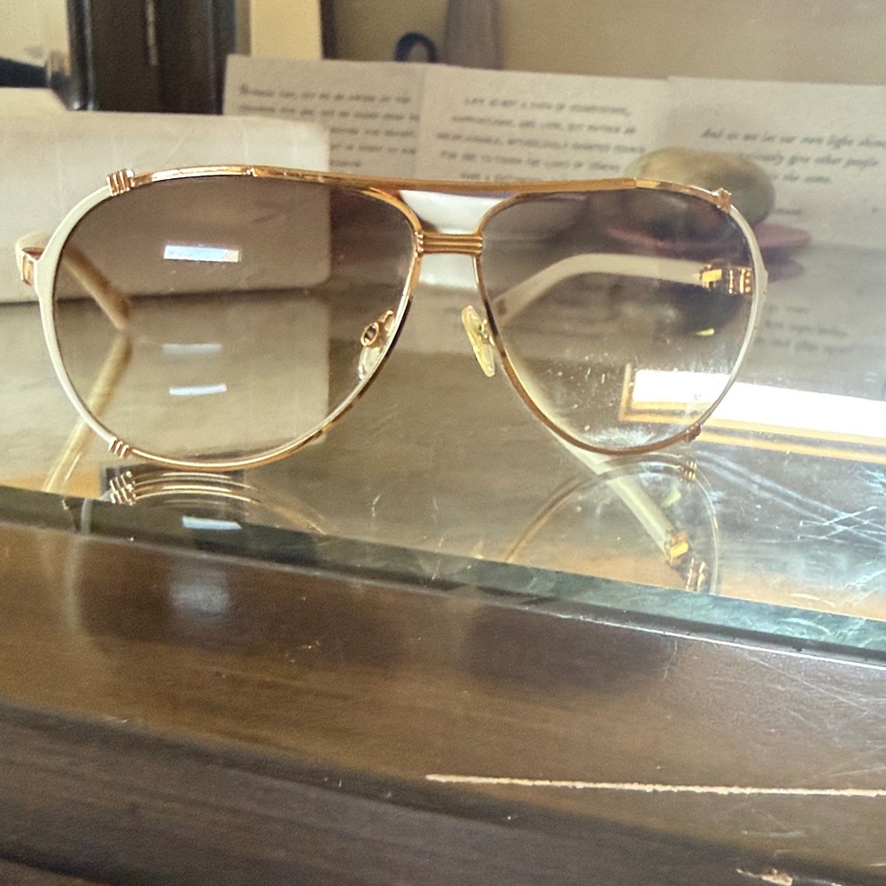 Dior Gold Aviator Sunglasses with Gradient Brown Lenses